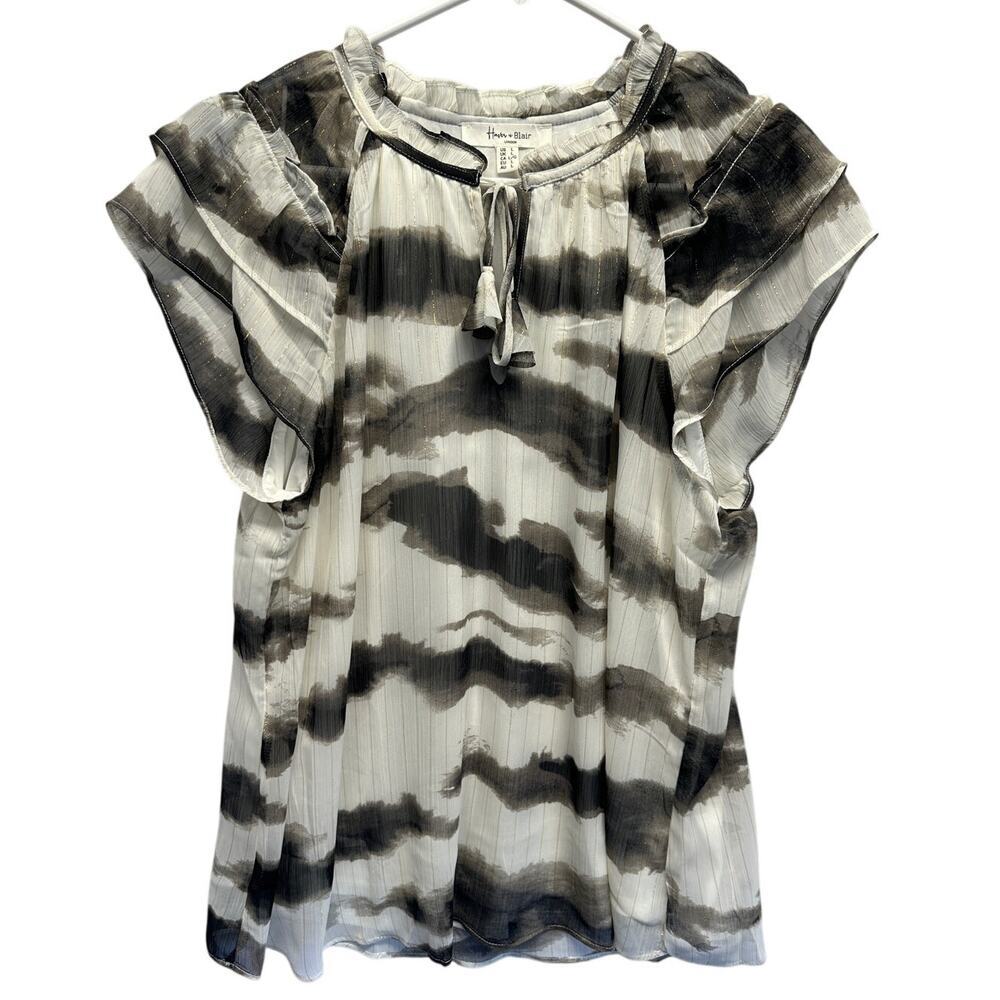 Haver + Blair Women Cap Sleeve GORGEOUS Lined Blouse Watercolor Y2K‎
